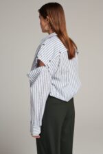 Green striped cut-out oversized shirt - epoqueu