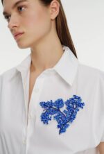 Short sleeves bead embroidered poplin shirt - epoqueu
