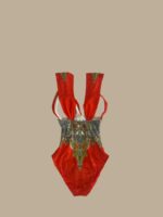 Printed red embroidered swimsuits - epoqueu