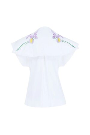 Sean Sheila - Double layered violet embroidered bodice shirt - epoqueu