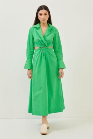 Green open back dress - epoqueu